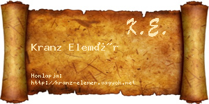 Kranz Elemér névjegykártya